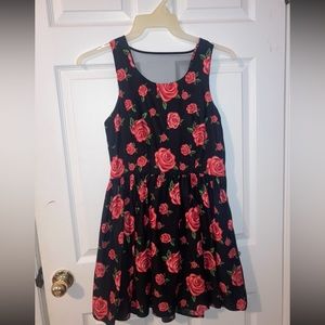 Forever 21 black with rose pattern semi-formal mini dress